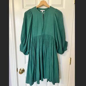 Sundry Blouson Sleeve Dress in Deep Teal Size 1
